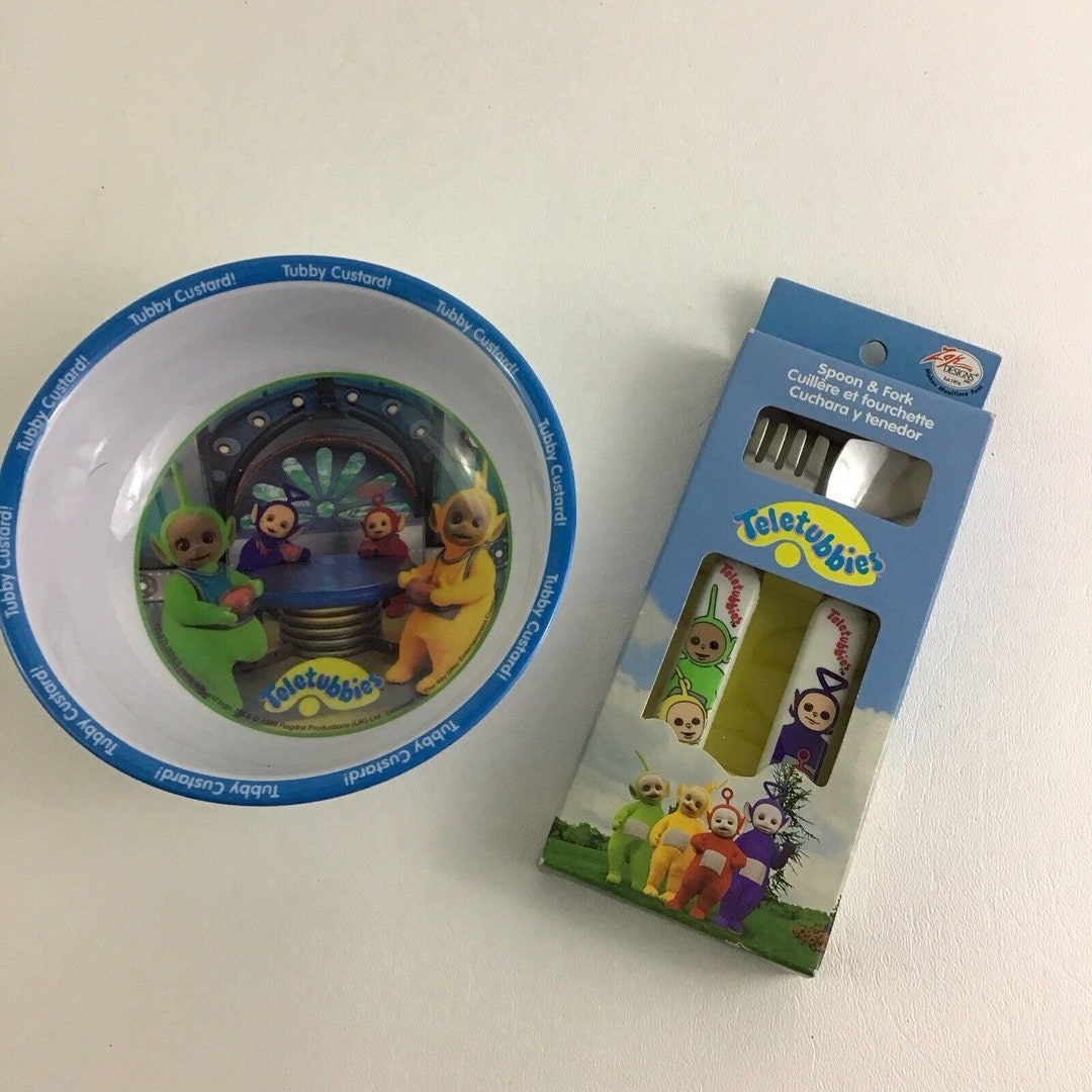 Teletubbies Bowl Utensil Set Fork Spoon Dinnerware Child Etsy