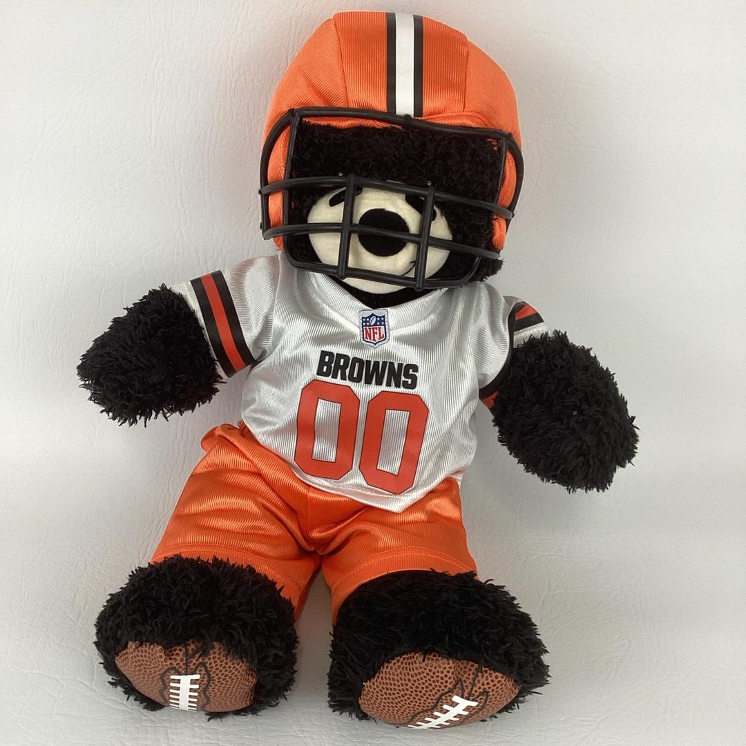 ドイツ製 輸入 ラバースタンプ マウント済『魚を持ったブラウニーさん』 Build A Bear NFL Cleveland Browns Football Bear 17
