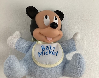 Disney Baby Micky Maus Plüsch Stofftier Frottee Stofftier 11,5 cm Vintage 90er Jahre