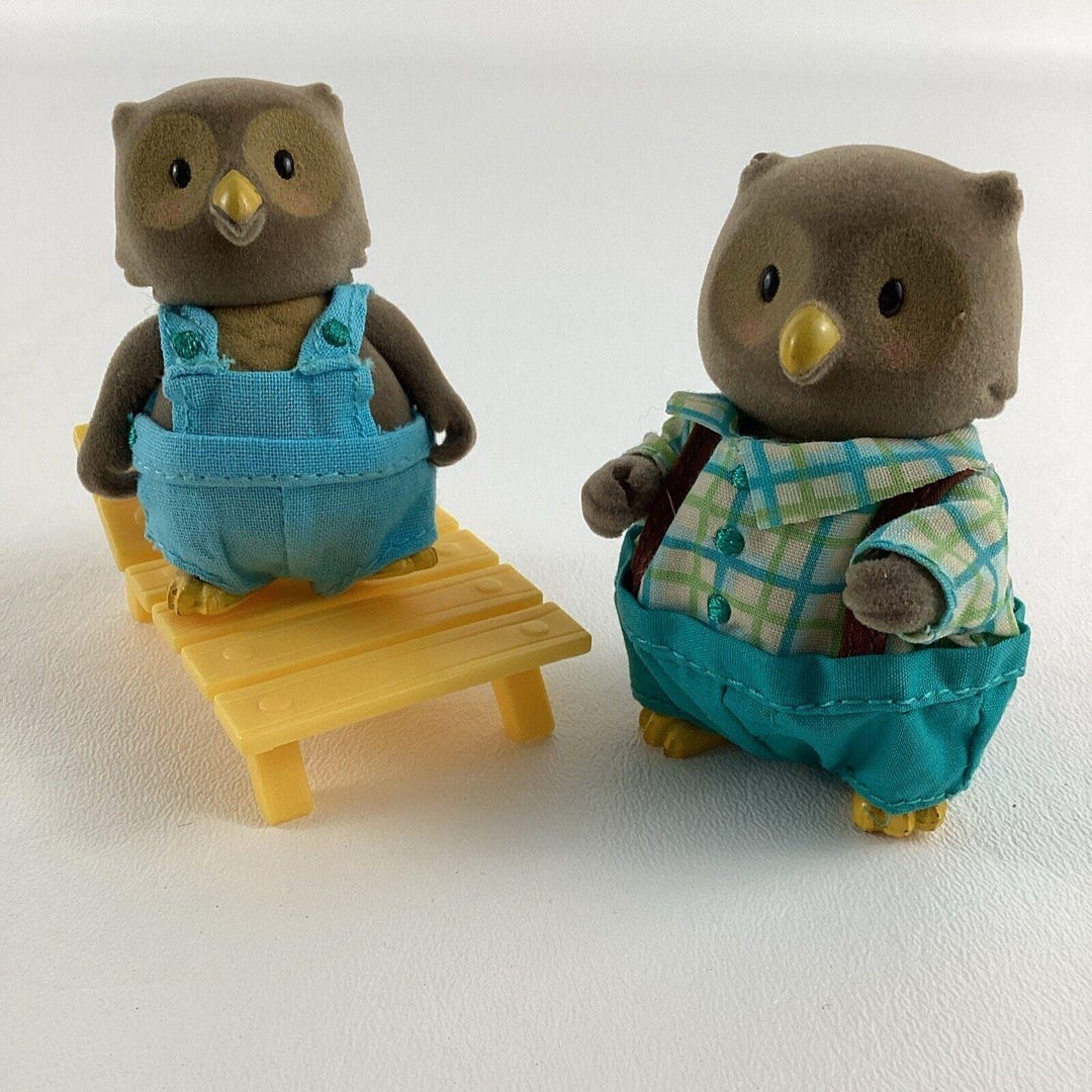 即日発送 Owl Woodzeez Li'l Family Honeysuckle Animal Flocked Figures ベース