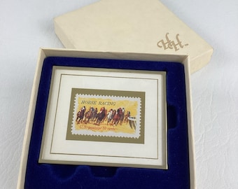 Hanford Heirlooms Collectible Framed Stamp Horse Racing Numbered