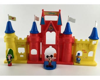 Zestaw do zabawy Walt Disney Castle Myszka Miki Kaczor Donald Goofy Figurki Arco Vintage