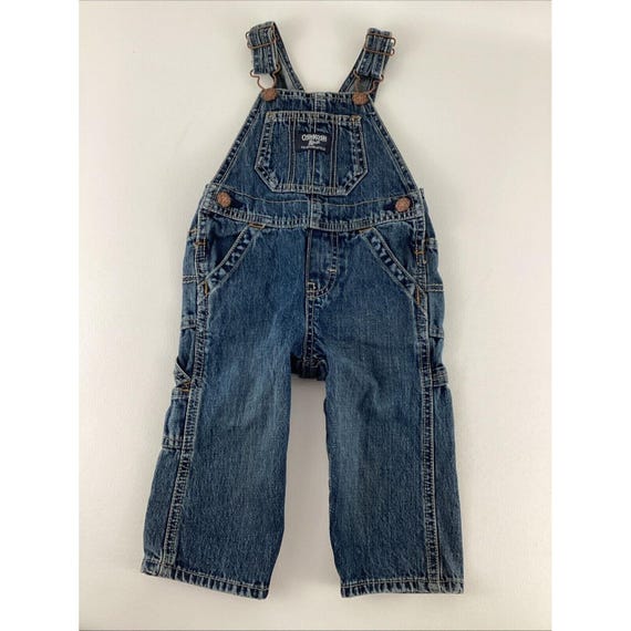 Vintage OshKosh B'gosh Sz 12mo Overalls Blue Denim To… - Gem