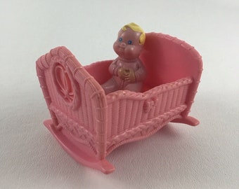 Fisher Price Loving Family Dollhouse Replacement Rocking Crib w Baby Figure Lot