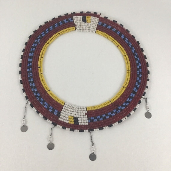 Maasai Handmade Beaded Disc Necklace African Tribal Jewelry