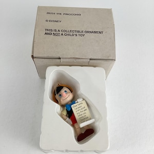 Adorno navideño de Pinocho de Disney, 116 Grolier, carta vintage de Santa Claus de los años 90