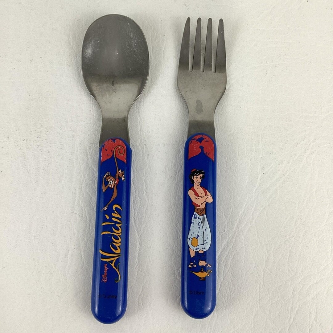 Zak Disney Aladdin Utensils Fork Spoon Stainless Steel Flatware Vintage ...