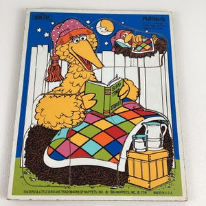 Playskool Sesame Street Bedtime Big Bird Frame Tray Puzzle Muppets Vintage 1984