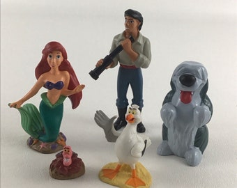 Lote de adornos de figuras de PVC de La Sirenita, Ariel, Eric Max Scuttle, Vintage, Disney Store