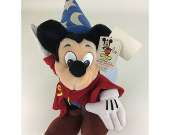 Mickey Mouse Sorcerer 12" Plush Stuffed Toy Fantasia Vintage With Tags Disney