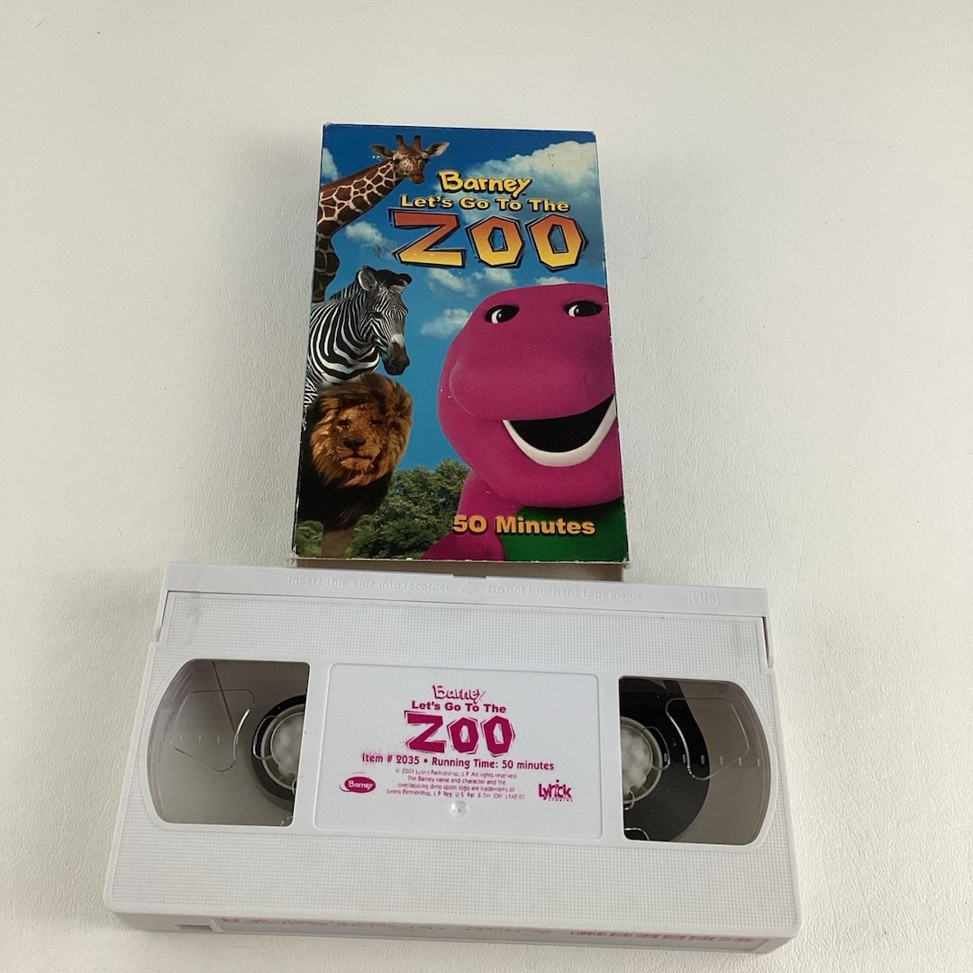 Barney Let's Go to the Zoo White VHS Tape Purple Dinosaur 50