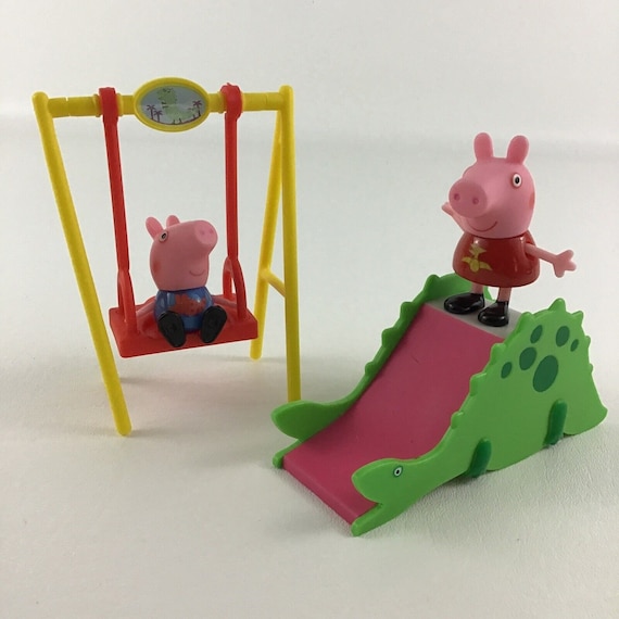 Peppa Pig Dino Park Playset Swing Figures Dinosaur Slide Vintage 2003  Jazwares 