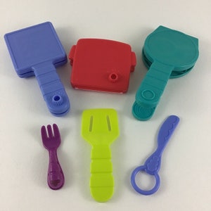 Play Doh accessories lot cutters molds gadgets. 1999-2008. 5 Play Doh  Colors. 