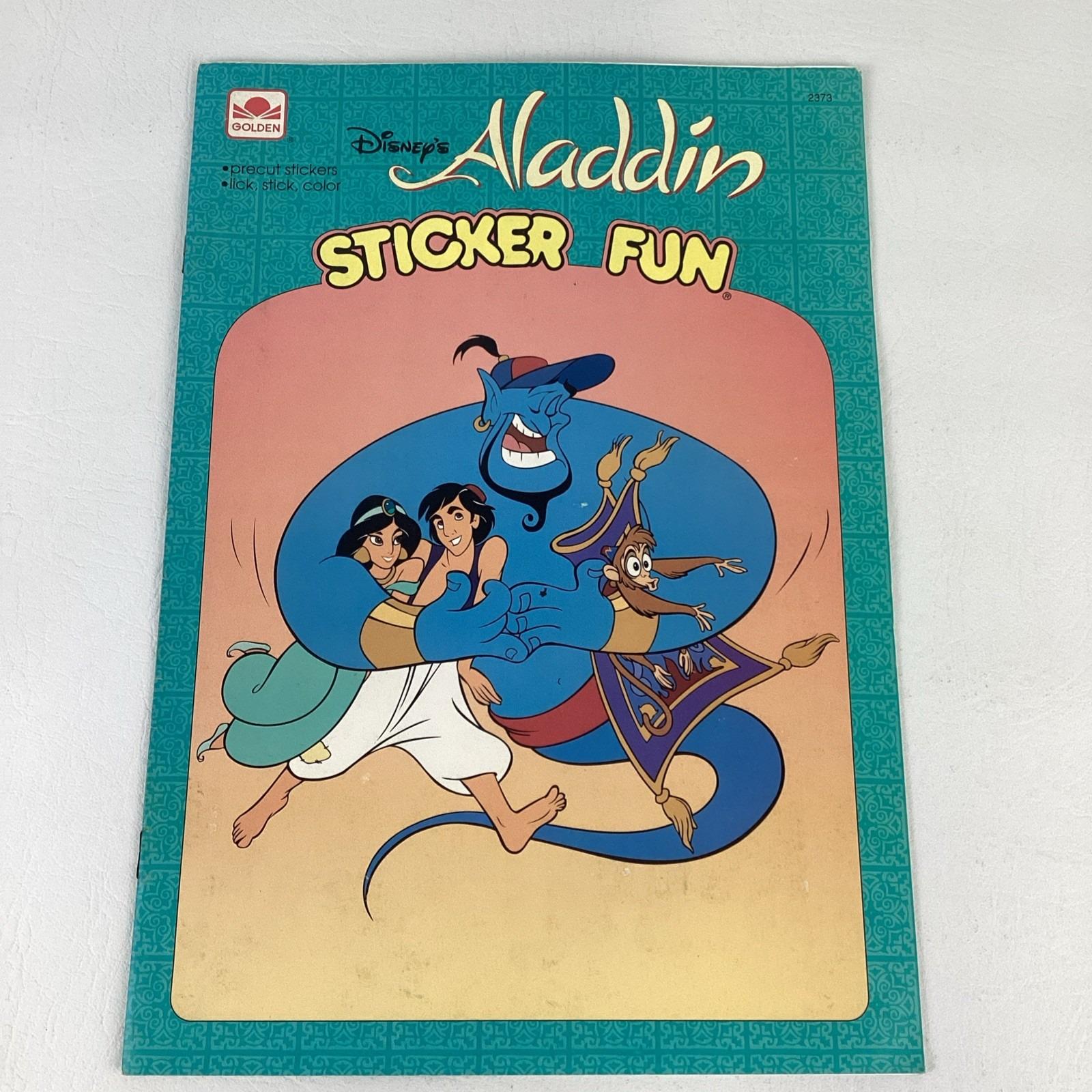 Disney Aladdin Sticker Fun Coloring Book Golden Vintage 1992 90s ...
