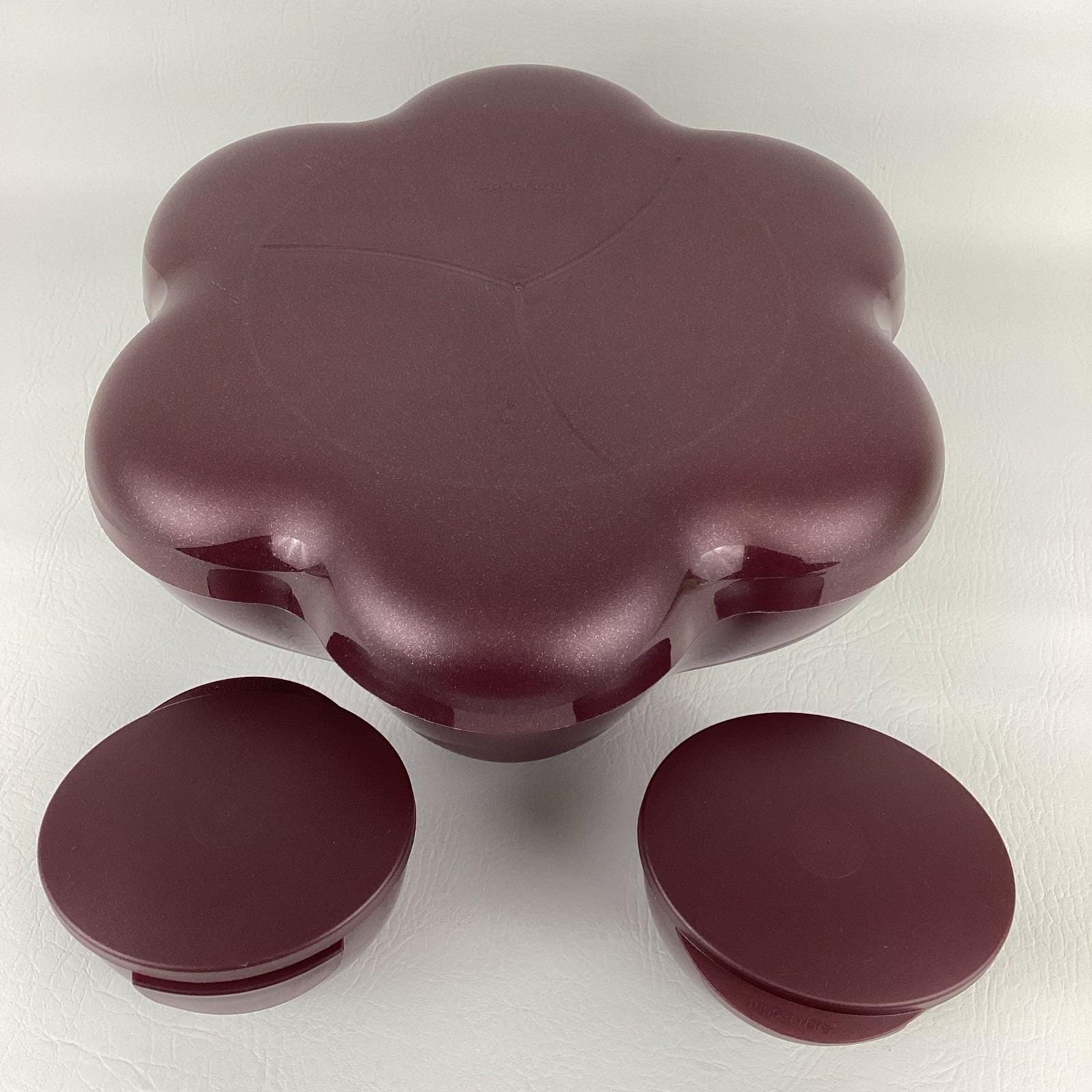 Tupperware Chip N Dip Serving Bowl Set Sparkle Burgundy Merlot