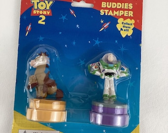 Disney Pixar Toy Story 2 Buddie Stamper Buzz Bullseye Mattel Vintage 90er Jahre NEU