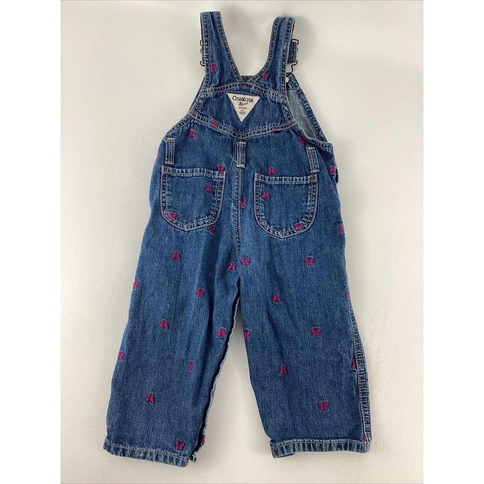 Vintage Oshkosh B'gosh Sz 18mo Overalls Denim Toddler Girls