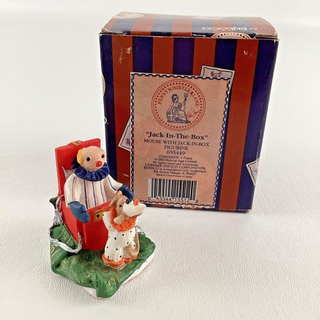 Enesco Jack in the Box Mouse Figurine Pennywhistle Lane 655449