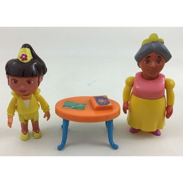 Dora the Explorer 3pc Dollhouse Lot Doll Toys Abuela Grandma Table 2003 Mattel