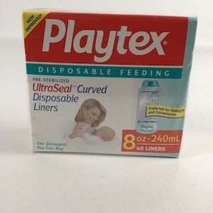 Playtex Baby Bottle 8oz Disposable 40 Curved Liners SEALED Vintage