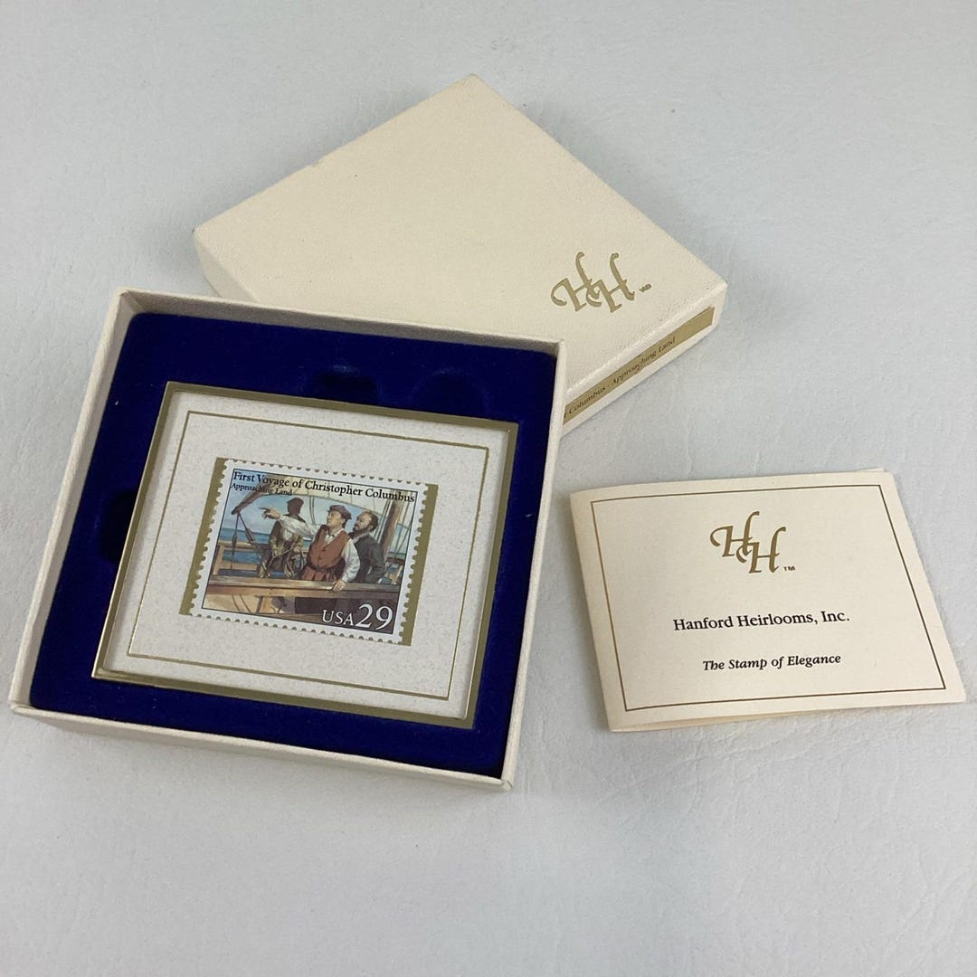 Hanford Heirlooms Framed Stamp Christopher Columbus Approaching