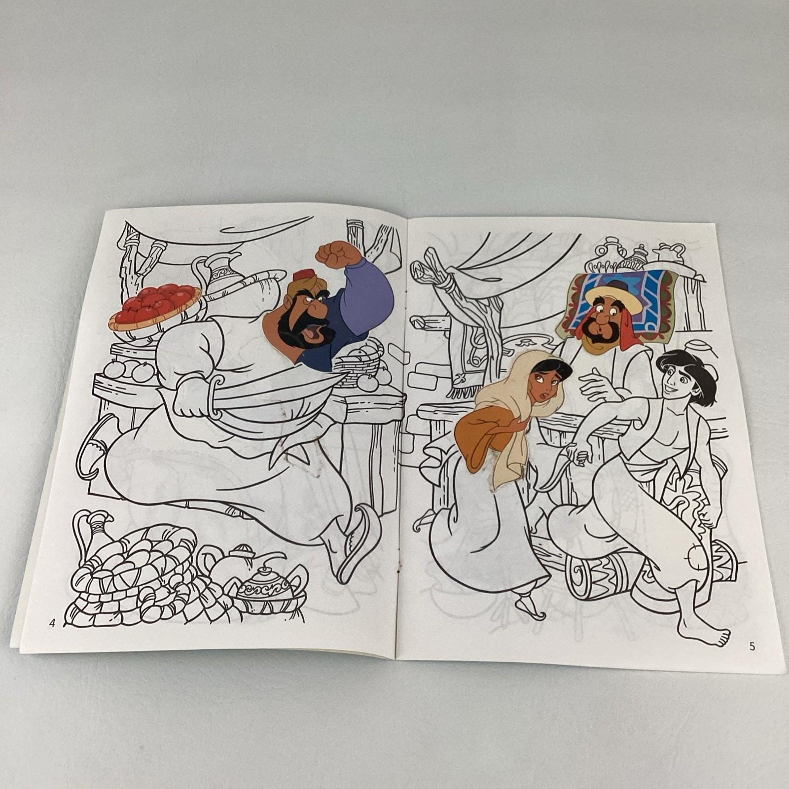 Disney Aladdin Sticker Fun Coloring Book Golden Vintage 1992 90s ...