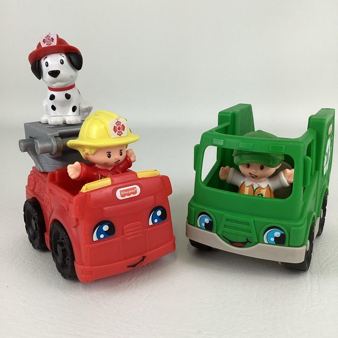フィッシャープライス リトルピープル 消防車 消防士 リサイクル ゴミ