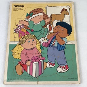 Playskool Vintage Tray Puzzle Cabbage Patch Kids Happy Birthday 10 Piece 1991