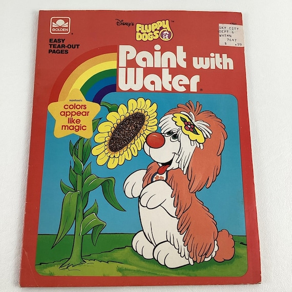 Disney Fluppy Dogs Paint With Water Book Vintage 1986 Golden Tear