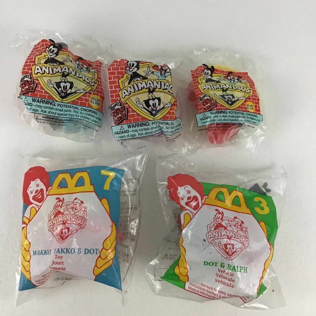 Animaniacs Wendy's Kid Meal Toys 5pc Lot Yakko Wakko Dot Vintage 90s