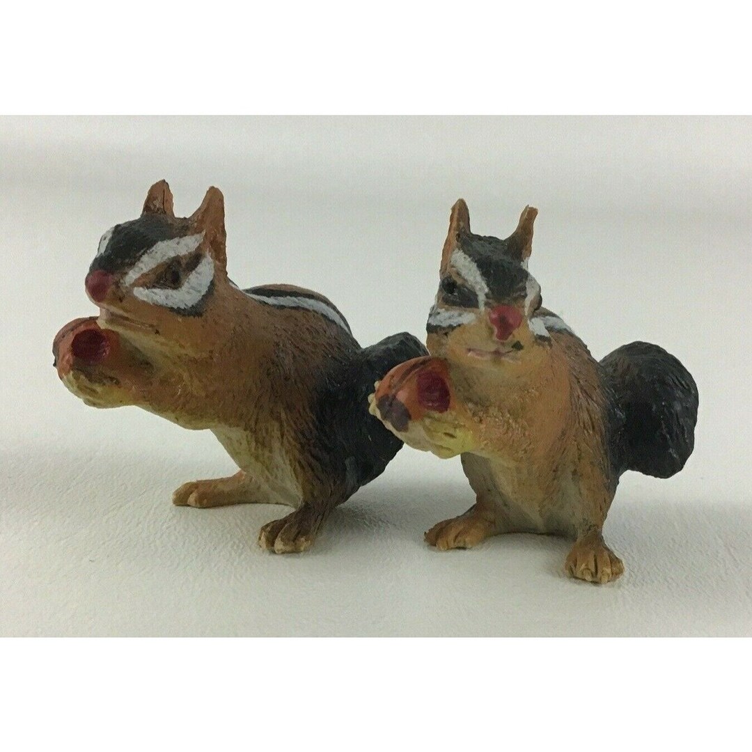 CE Collectible Animal Figures Chipmunks Pair Striped Rodents 2pc Lot