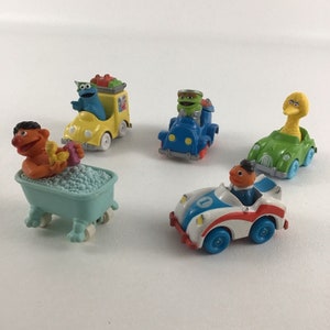 Veículos fundidos da Vila Sésamo Big Bird Ernie Oscar Cookie Monster Vintage anos 80