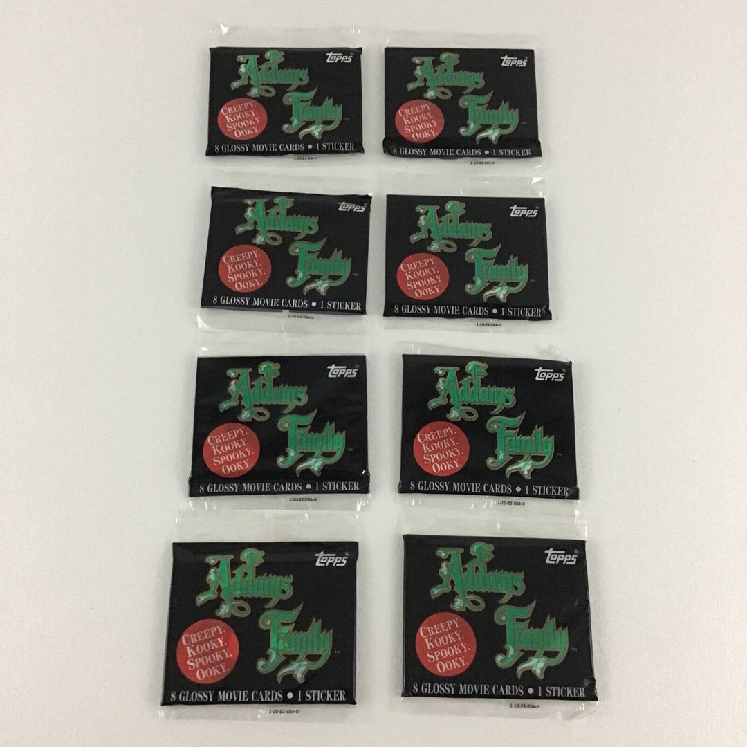 Topps Addams Family 8 Pack Lot Glossy Movie Cards Stickers Vintage 1991 Sealed Etsy