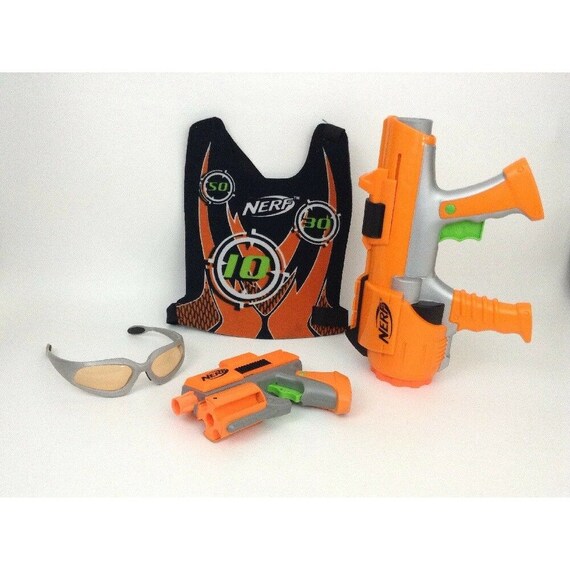 Nerf Dart Tag Orange Team Blasters con chaleco gafas de seguridad 5 dardos  Lot Hasbro -  España