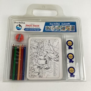 Sea World Deluxe Fact Pack Cartes de collection Animaux Crayons de couleur vintage 1993