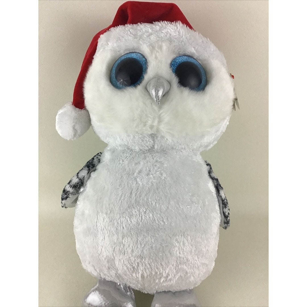Ty Beanie Boos Tinsel Holiday Owl Jumbo Huge 18 Plush Stuffed Toy