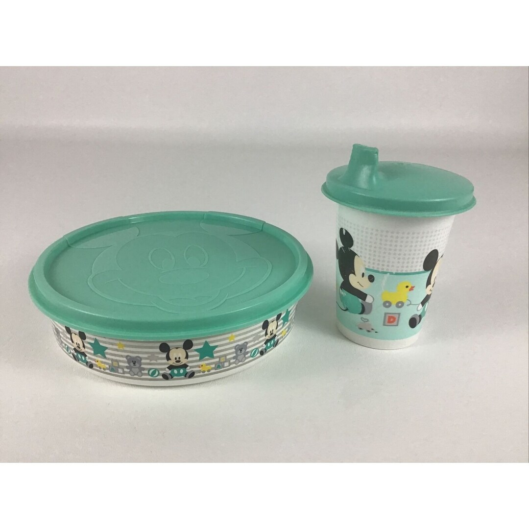 Tupperware Baby Mickey Mouse Storage Container Bowl Lid Sippy Cup