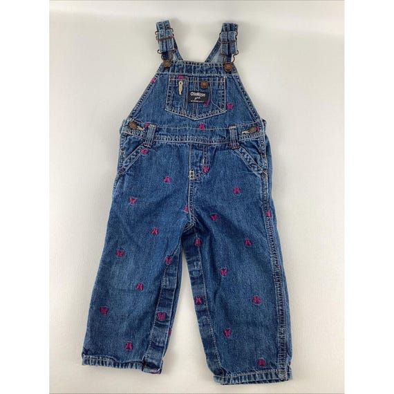 Vintage Oshkosh B'gosh Sz 18mo Overalls Denim Toddler Girls