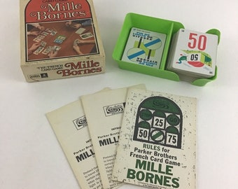 Mille Bornes Parker Brothers French Card Game w Tray Instructions Vintage 1971