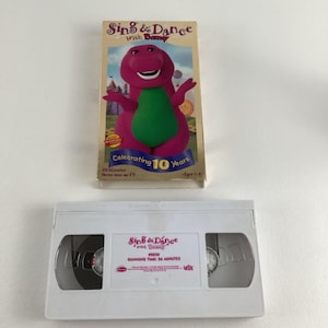 Barney VHS White Tape Sing And Dance With Barney Songs Vintage 1998 Lyons