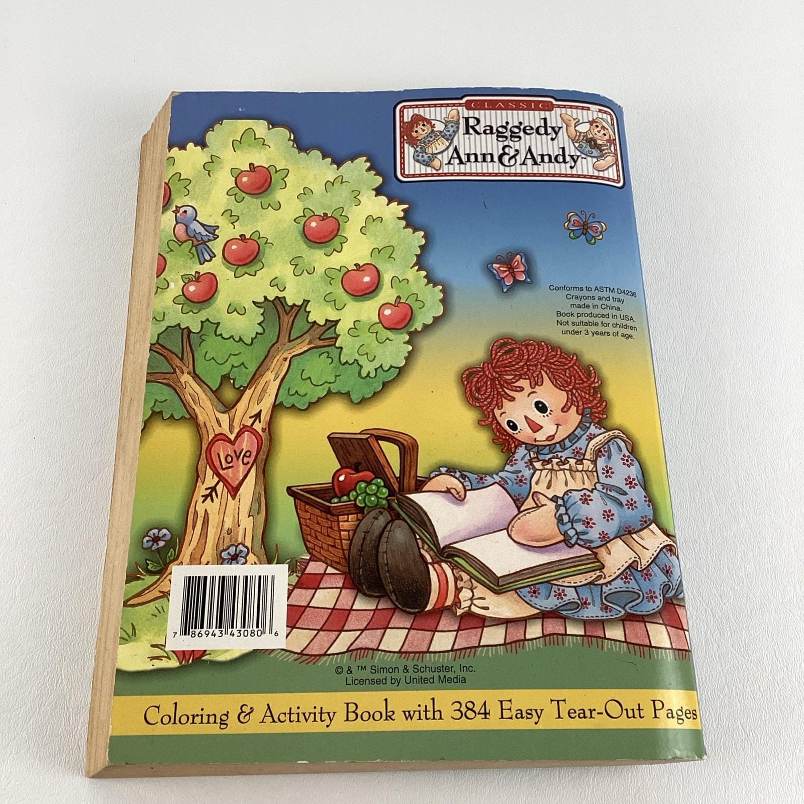 Classic Raggedy Ann & Andy Coloring Activity Book Crayons Vintage