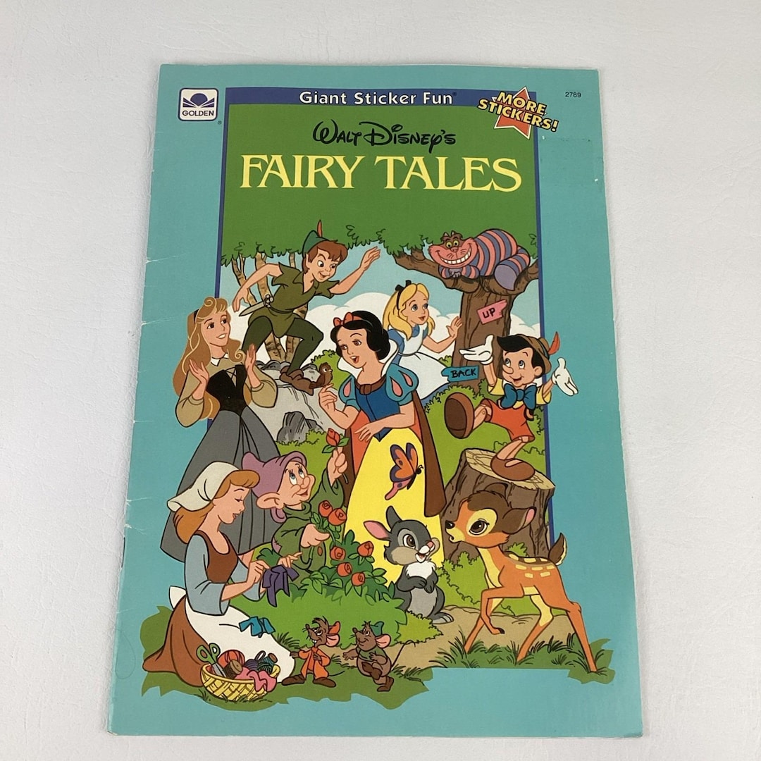 Disney Fairy Tales Sticker Fun Coloring Book Golden Vintage 1990