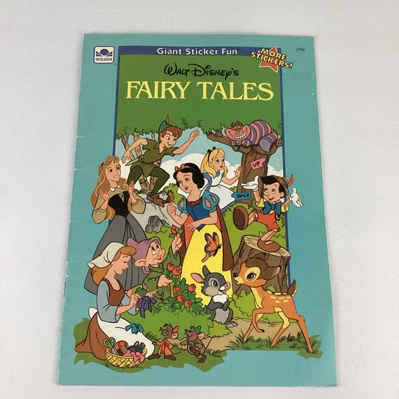 7471.ディズニー・Fairy Tales Coloring Book・ぬりえ Disney Fairy Tales Sticker Fun Coloring Book Golden Vintage 1990