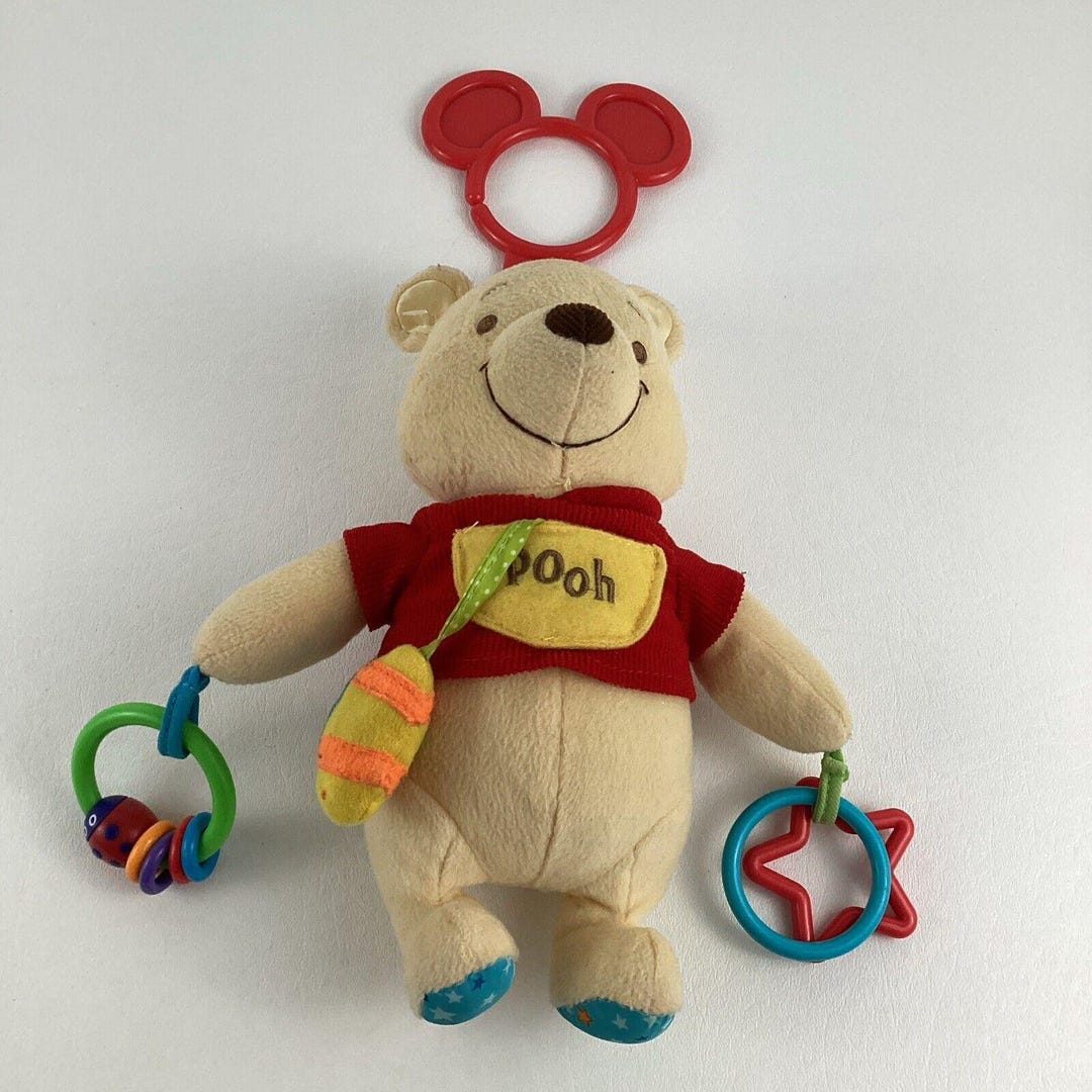 Winnie the Pooh Disney Baby Rattle Teether Crinkle 10 Plush Stuffed ...
