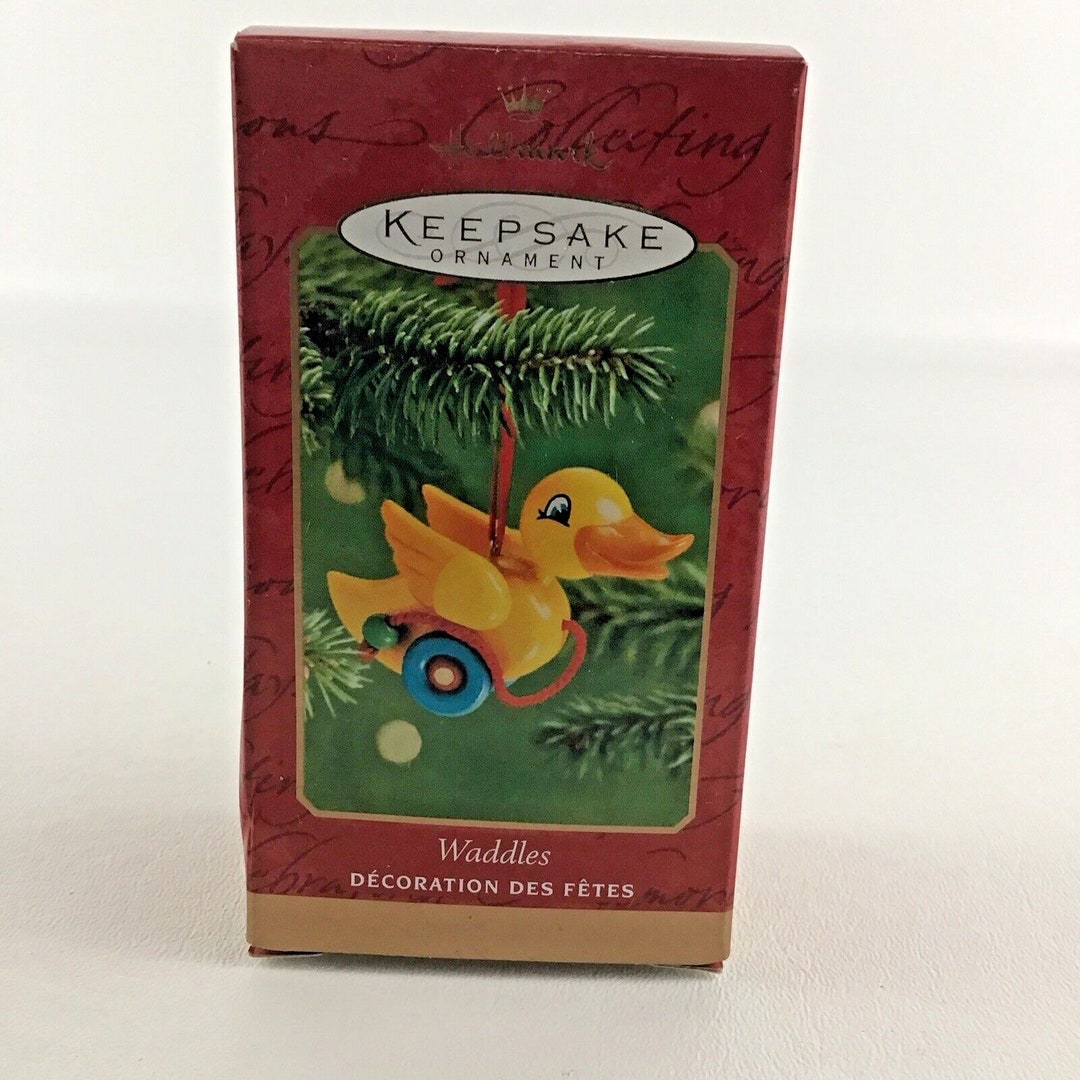 Hallmark Christmas Ornament Waddles the Duck Wooden Pull Toy New ...