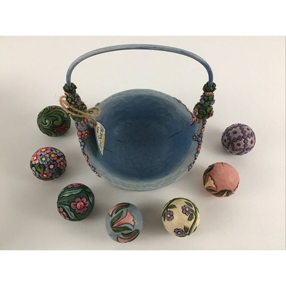Jim Shore 'blossoms of Spring' Set of 8 Basket #4009235 Figure
