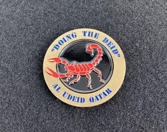Doing the Deid AL Udeid Qatar Challenge Coin Operation Iraqi