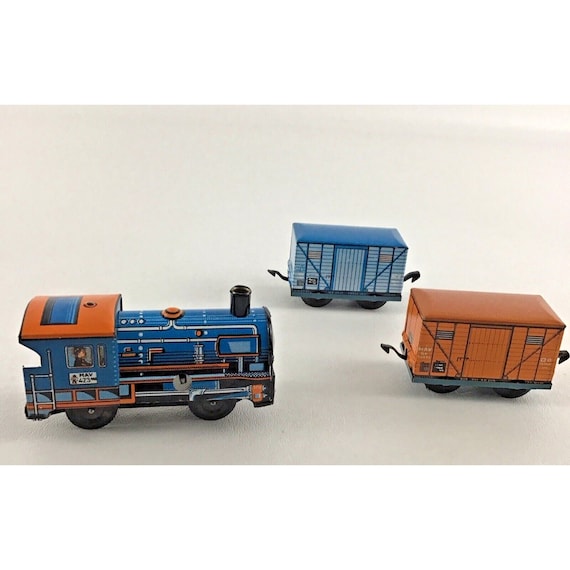 Tolato Mozdony ブリキ貨物列車セット エンジンカー トラック ゼンマイ