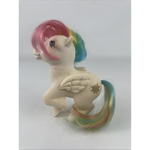 Figura vintage de My Little Pony, Starfire, cuerpo blanco, años 80, G1, Pegasus, MLP, 1983, Hasbro
