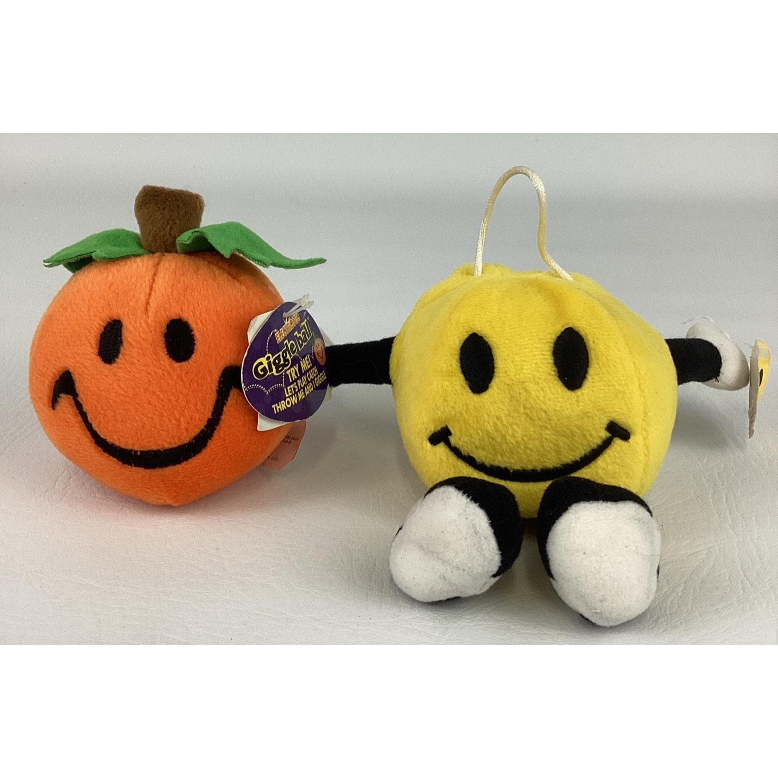 Smiley Face Don't Worry Be Happy Giggle Ball Orange Plush Stuffed